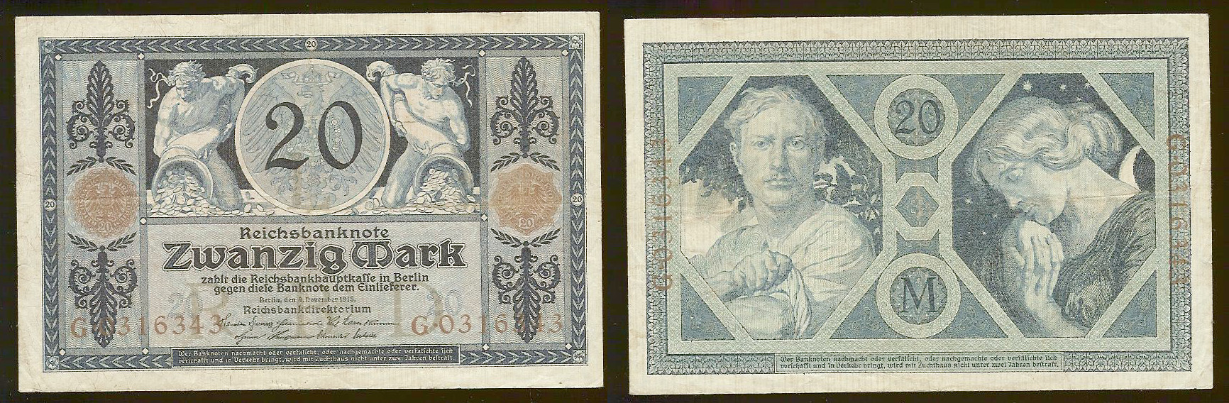 20 Mark Reichsbanknote - 04.11.1915 P.63